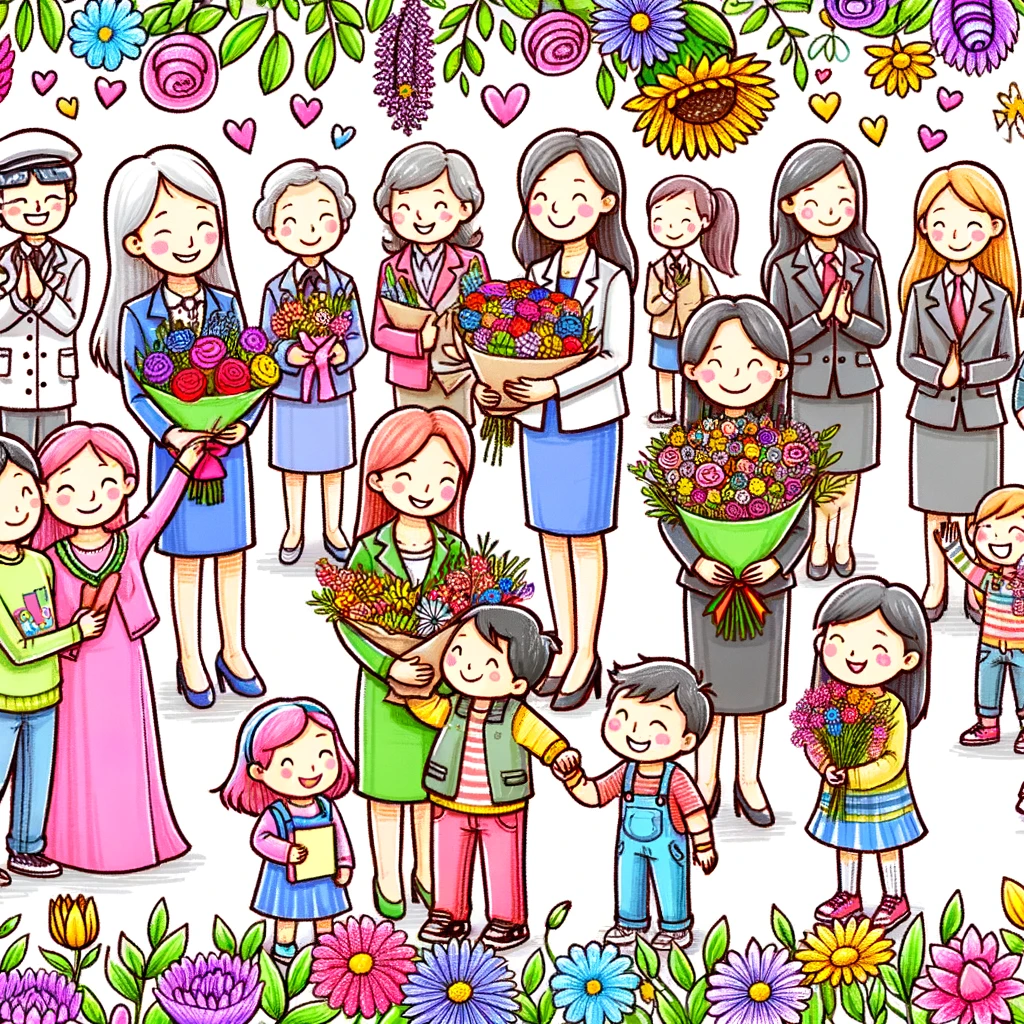 三八妇女节儿童画图